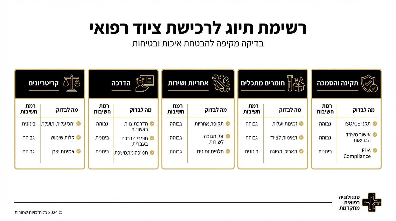 צ'ק-ליסט לפני רכישת מכשור